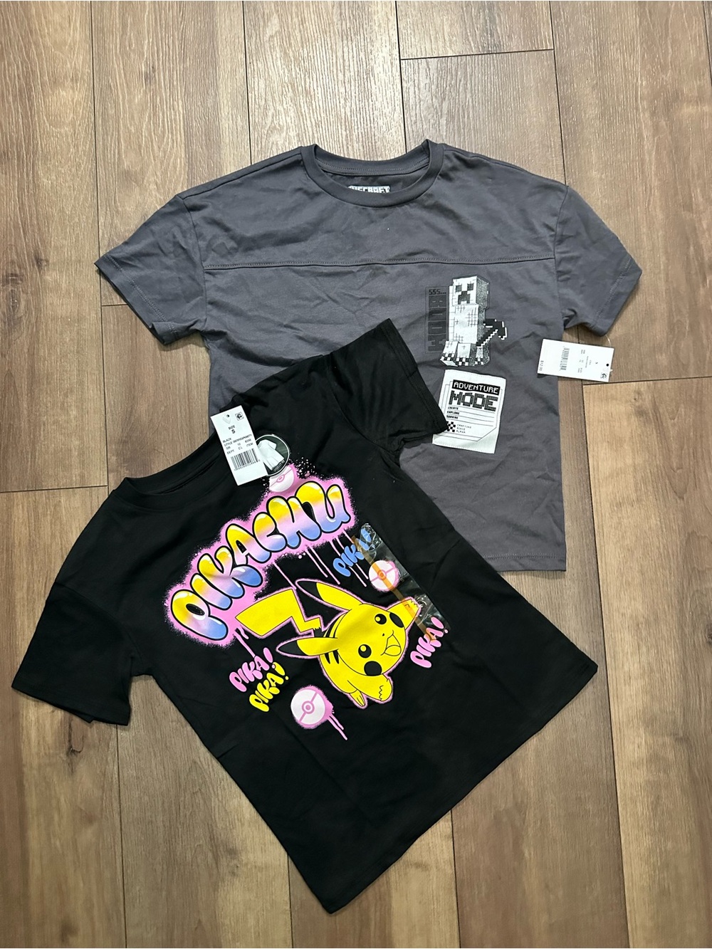 Pikachu Black Graphic Tee and Minecraft - Licensed Character Top
